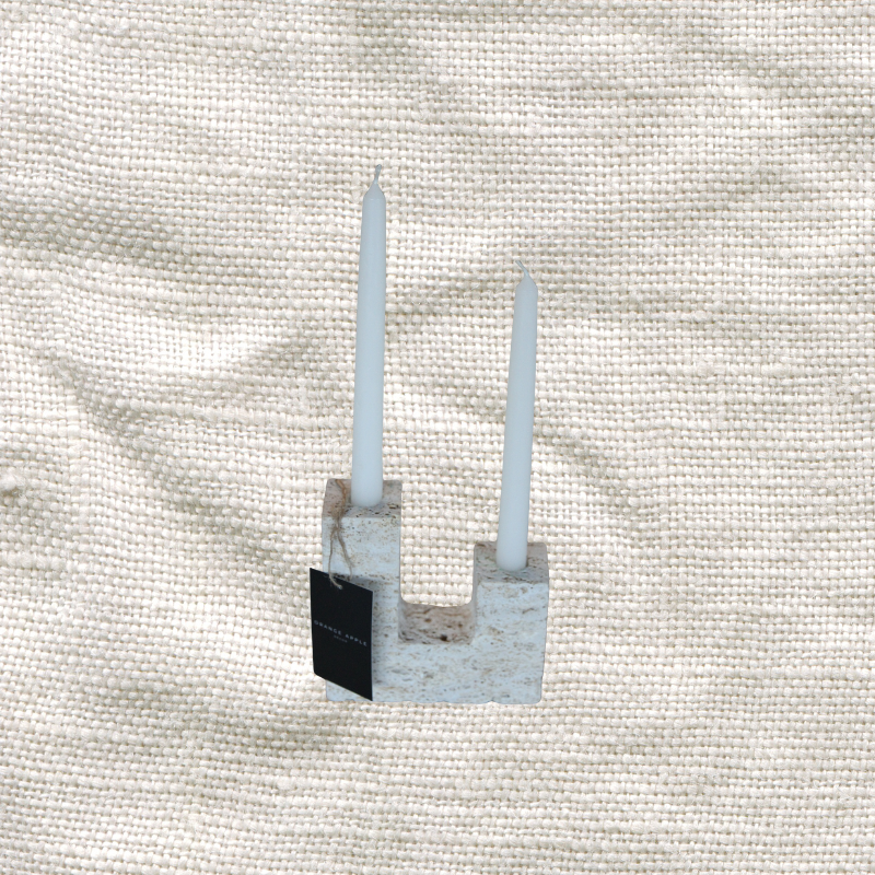 Travertine Candle Holder Smooth
