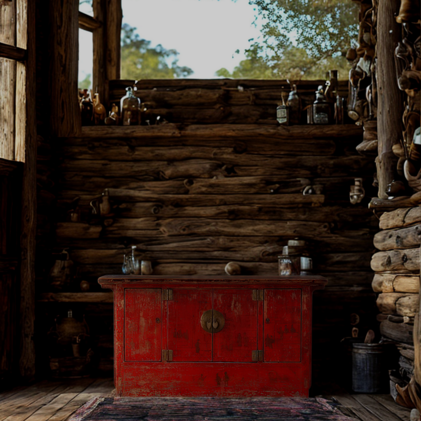 Crimson Courtyard Console