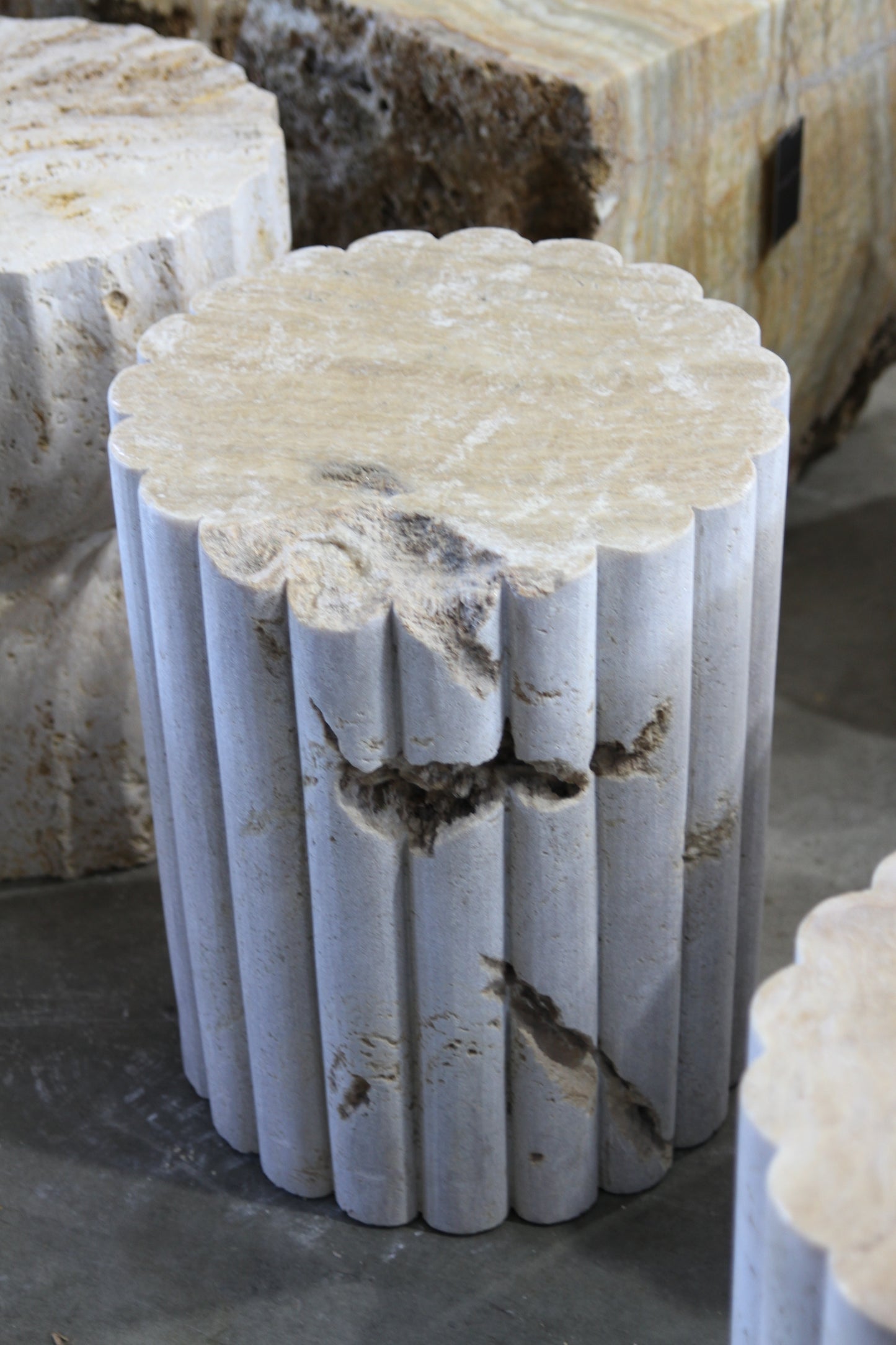 Honey Onyx Floral Side Table