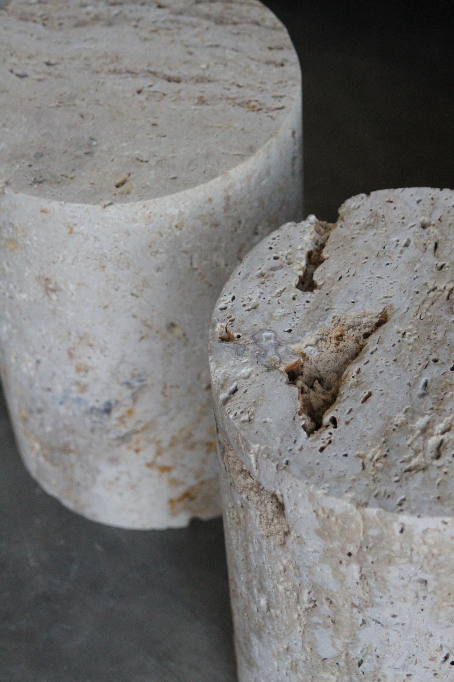Round Travertine Solid Side Table