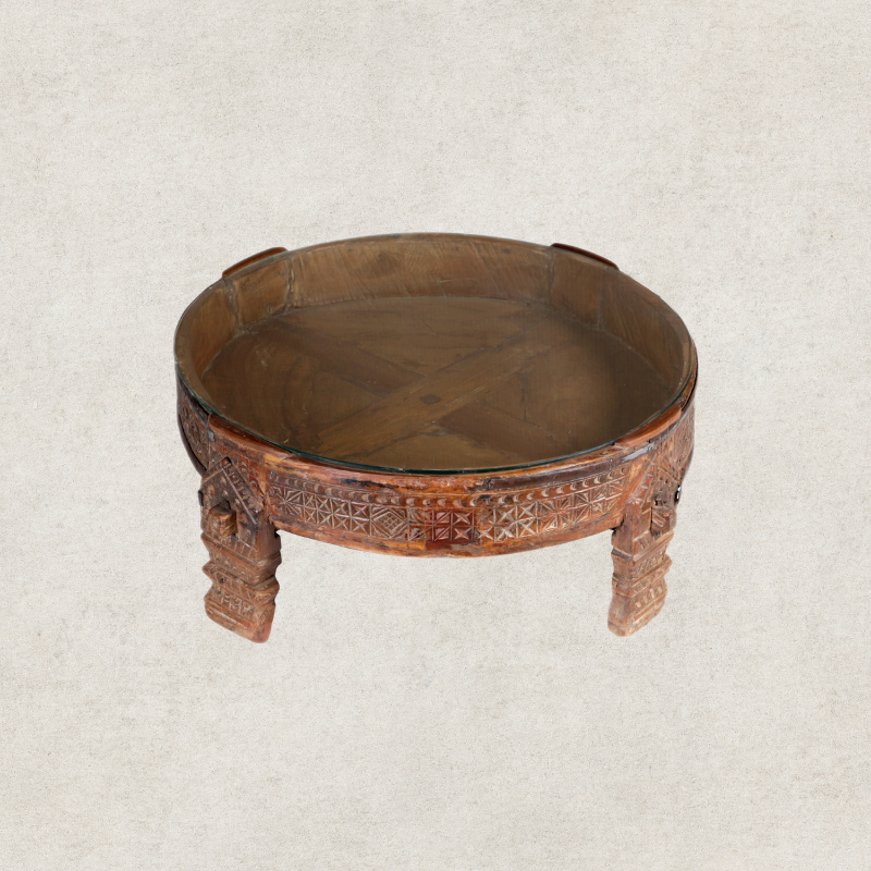 Chakki Table With Glass Top
