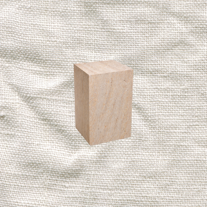 Hollow Travertine Cube Side Table
