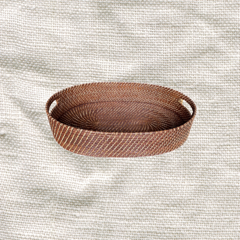 Oval Lombok Tray Brown Washed