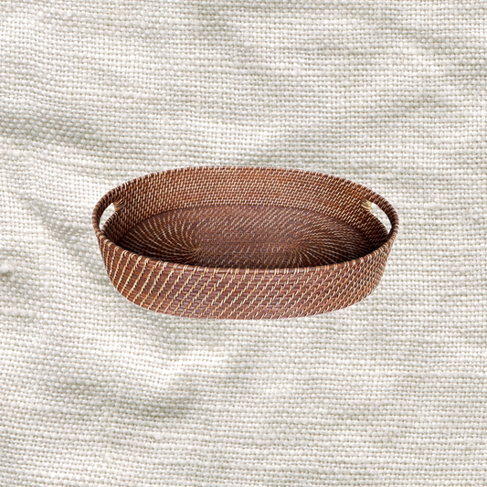 Oval Lombok Tray Brown Washed