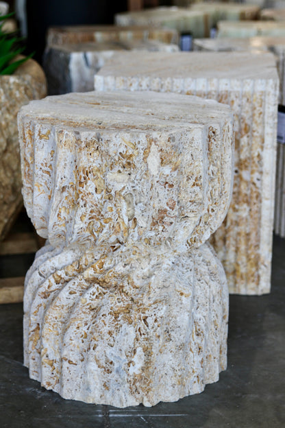Travertine Swirl Side Table