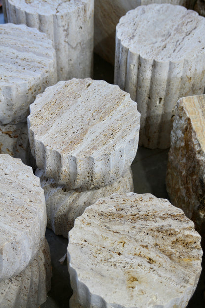 Travertine Swirl Side Table