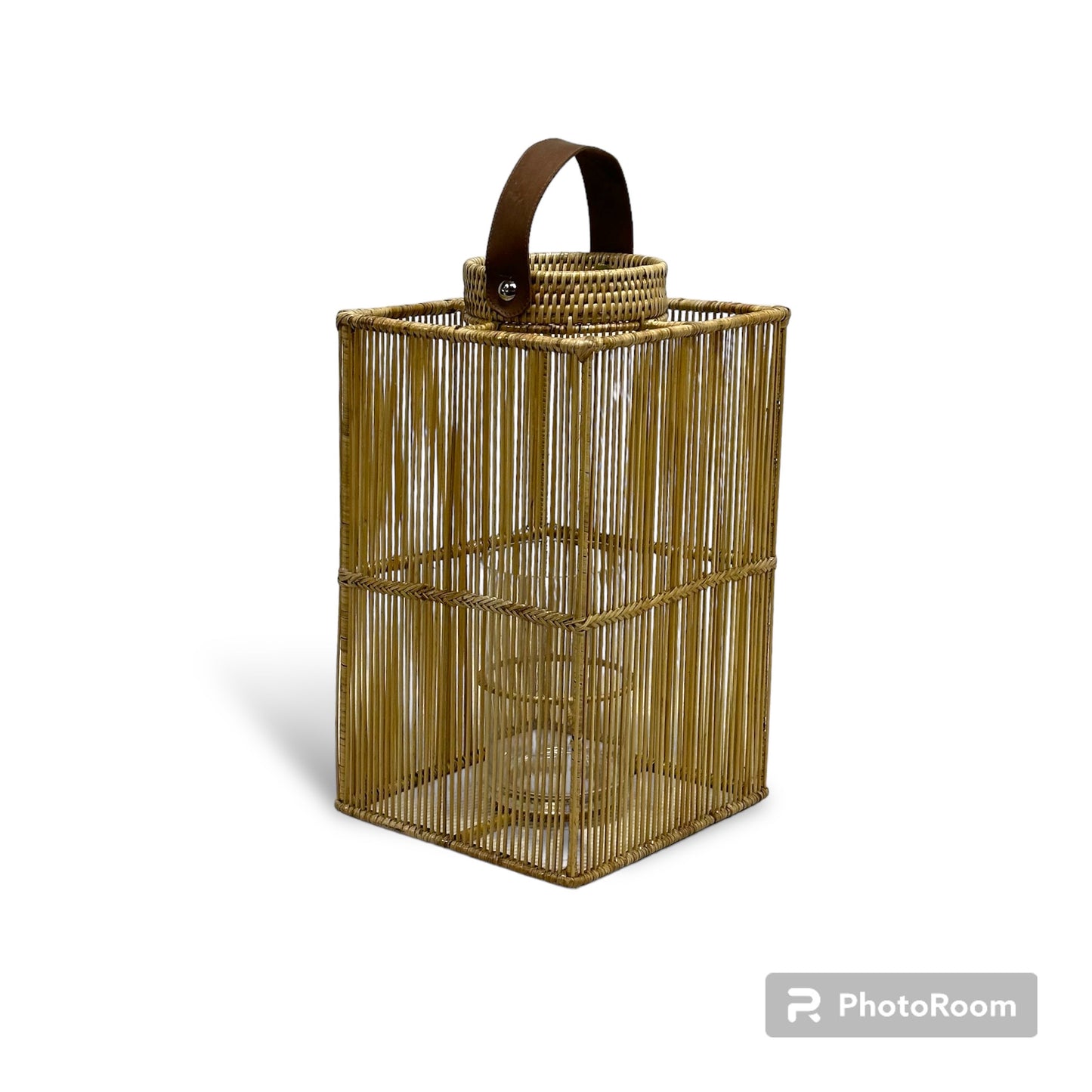 Bamboo Rect Lantern Natural 21x21x35cm