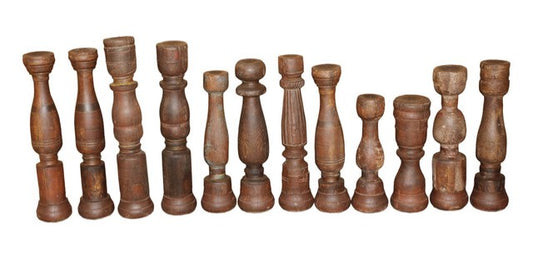Teak Bed-Leg Candle Stands 12x12x47cm