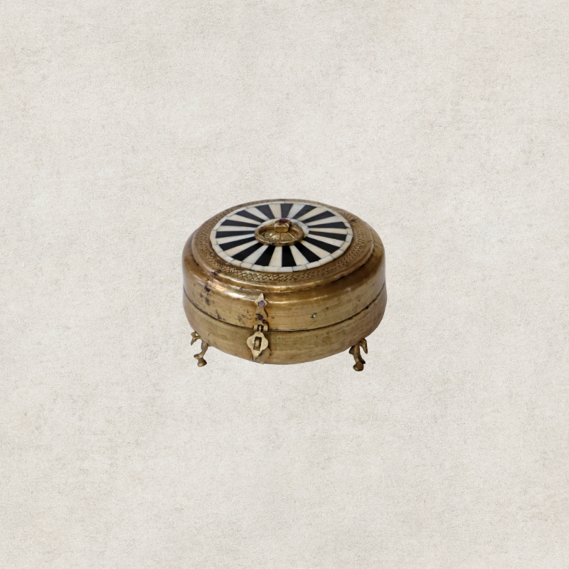 Brass and Bone Inlay Chapati Box