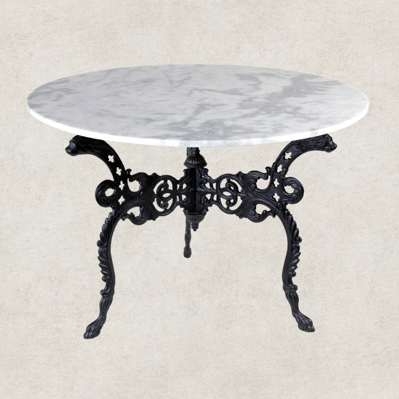Iron and White Marble Dining Table