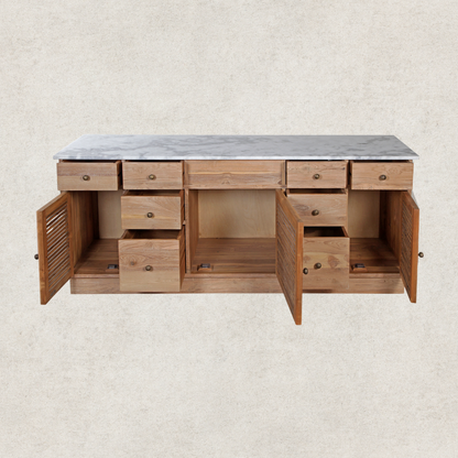 Teak and Marble Sideboard