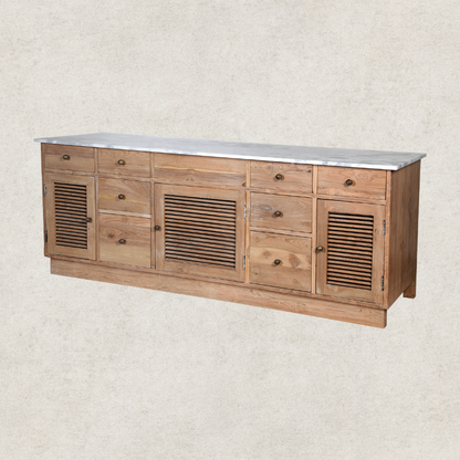 Teak and Marble Sideboard