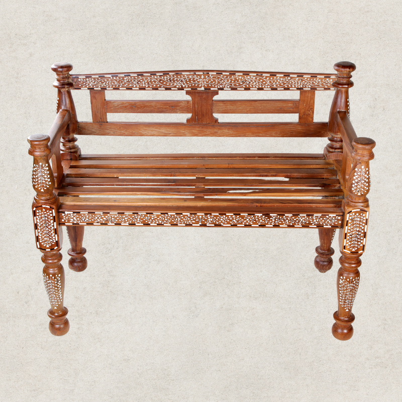 Wood and Bone Inlay Bench (Variant A)
