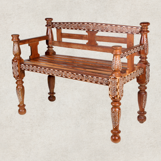 Wood and Bone Inlay Bench (Variant A)