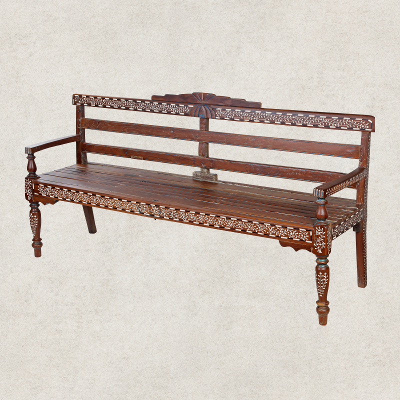 Wood and Bone Inlay Bench (Variant B)