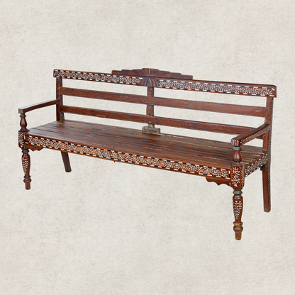 Wood and Bone Inlay Bench (Variant B)