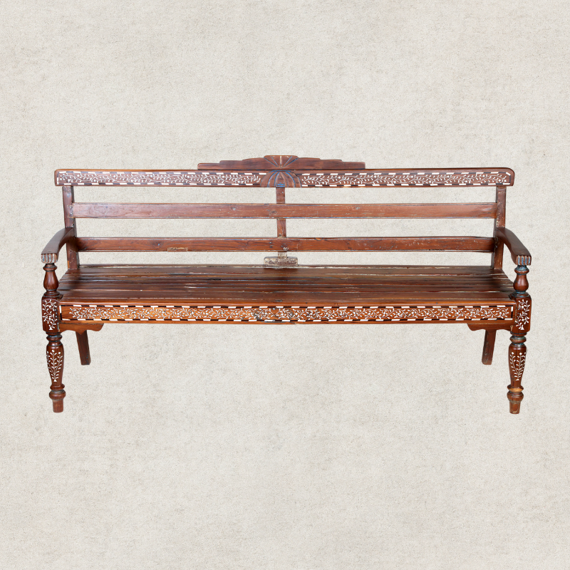 Wood and Bone Inlay Bench (Variant B)