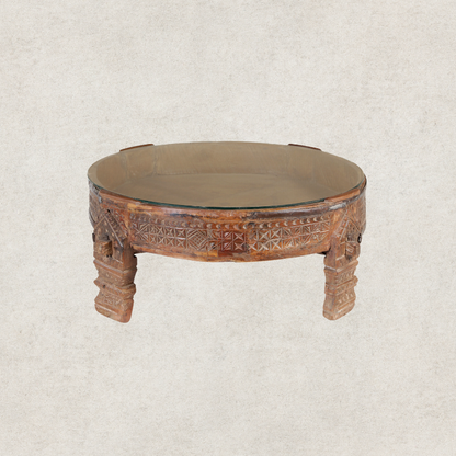Chakki Table With Glass Top