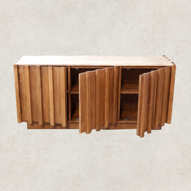 Travertine and Wood Sideboard