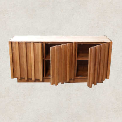 Travertine and Wood Sideboard
