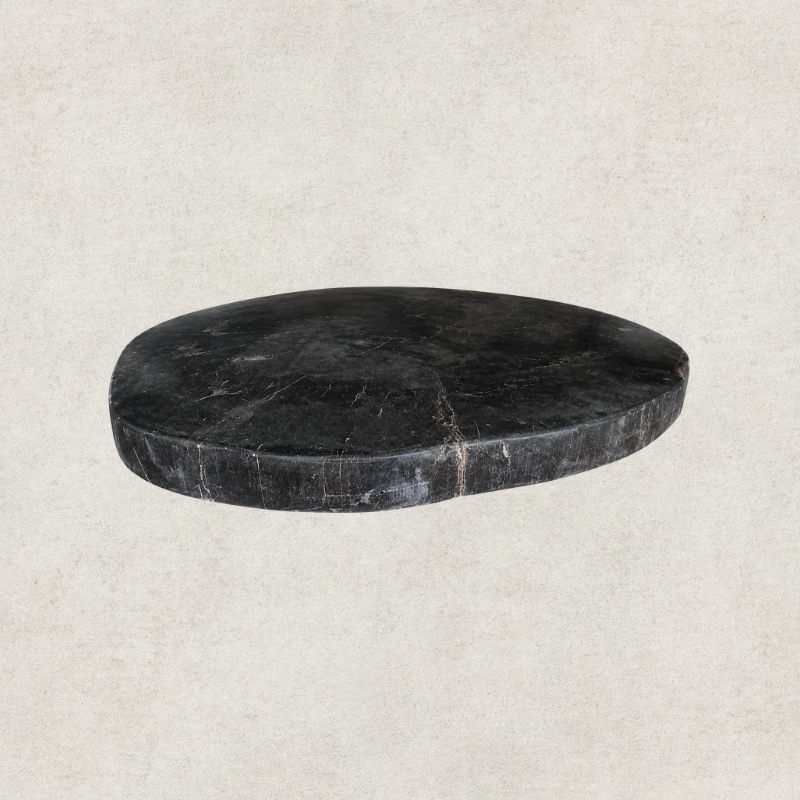 Round Black Petrified Wood Tabletop - Large
