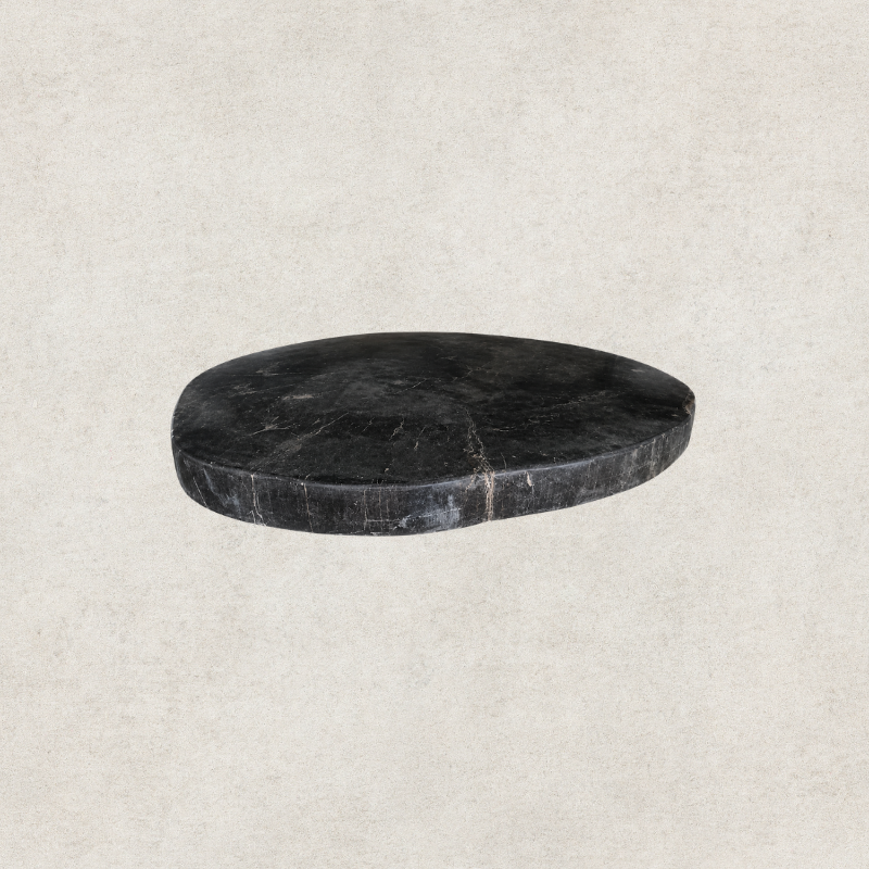 Round Black Petrified Wood Tabletop - Medium
