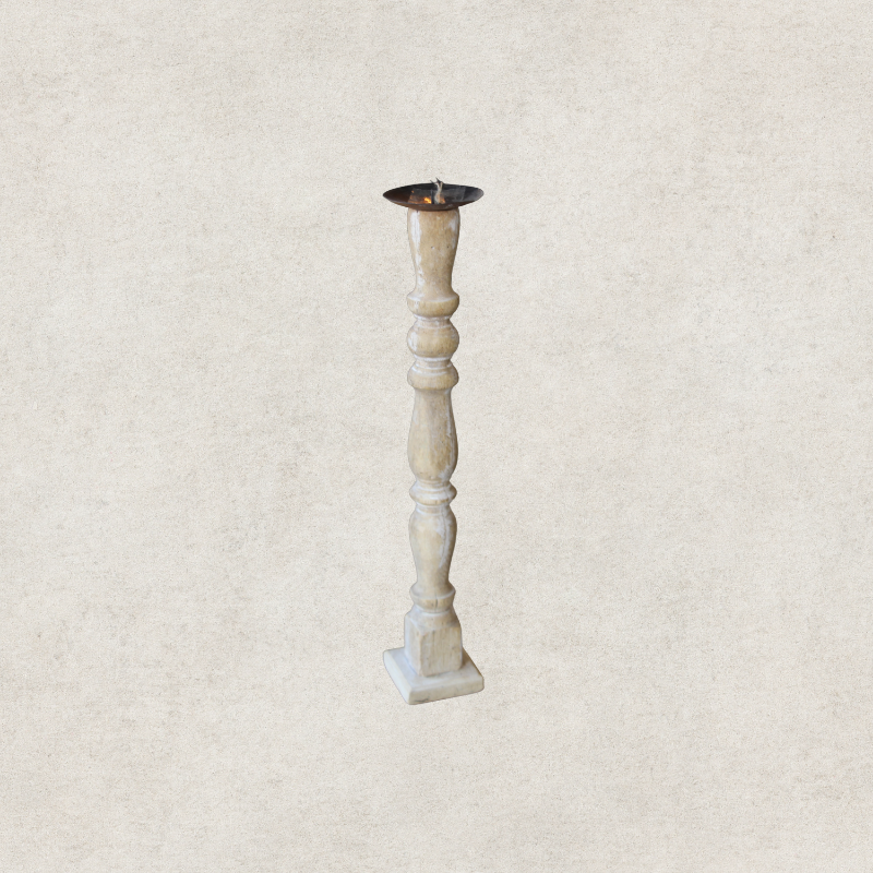 Wooden Pillar Candle Stand - Tall