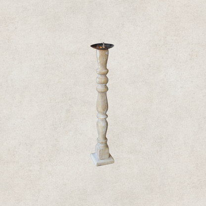 Wooden Pillar Candle Stand - Tall
